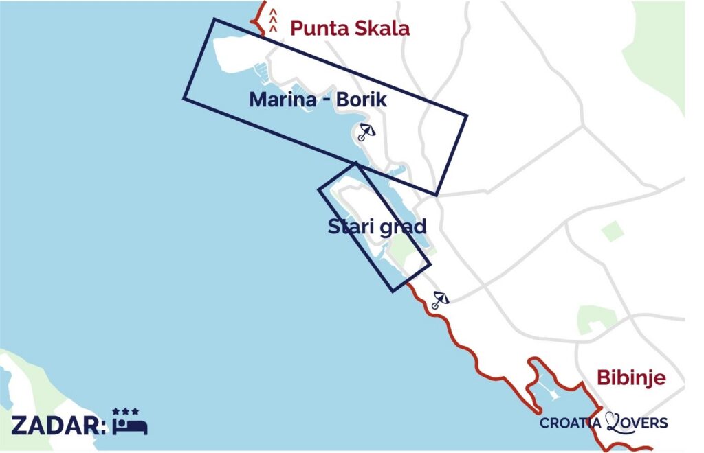 map best places to stay in zadar croatia