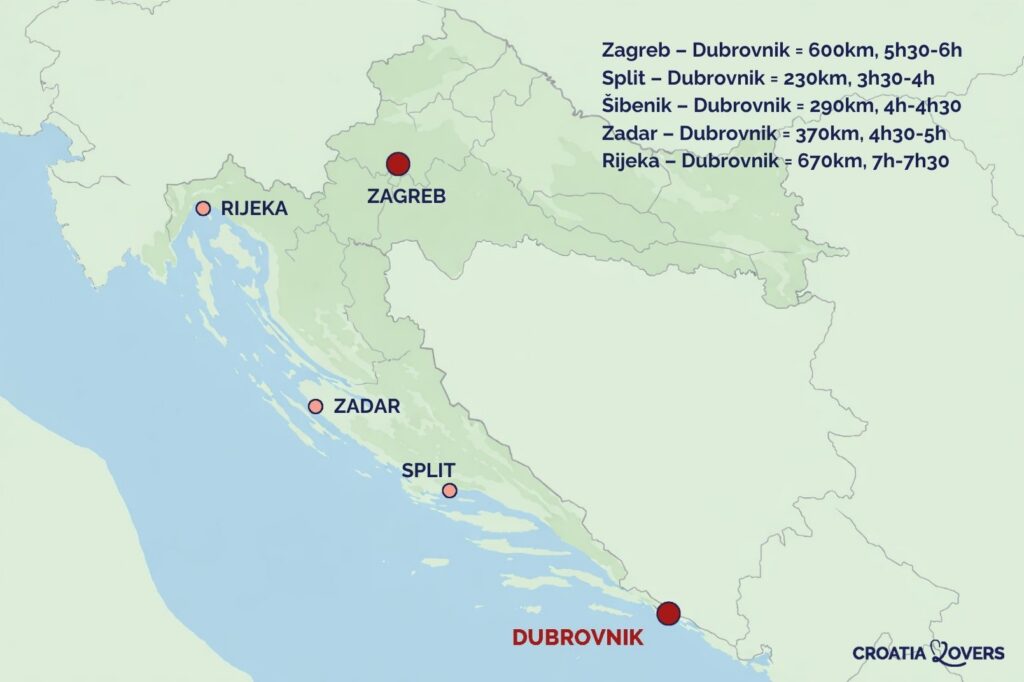 mapa cómo llegar a Dubrovnik Croacia