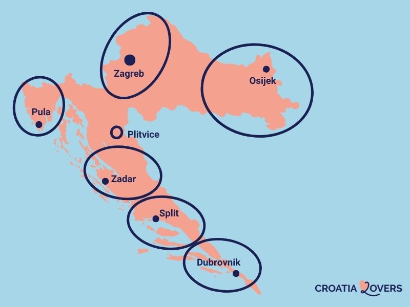 Karte – Die schönsten Reiseziele Kroatiens