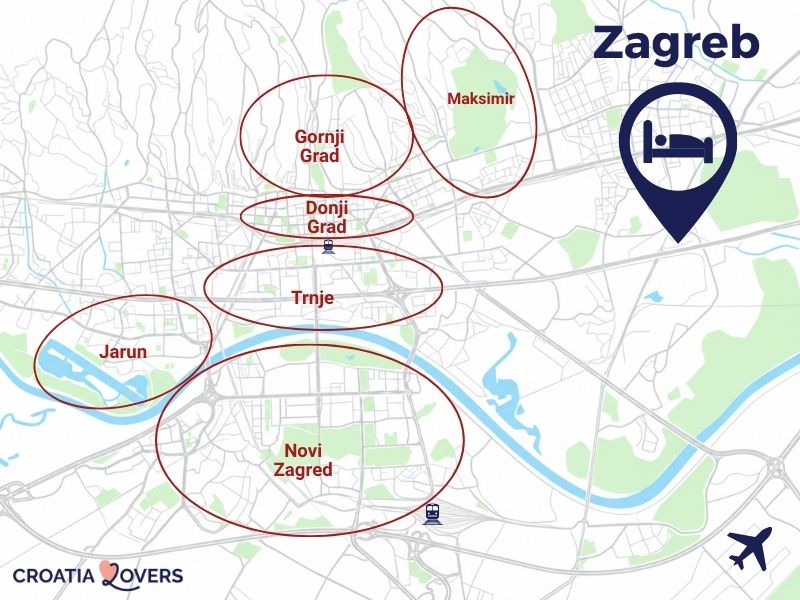 carte meilleurs quartiers zagreb ou sejourner